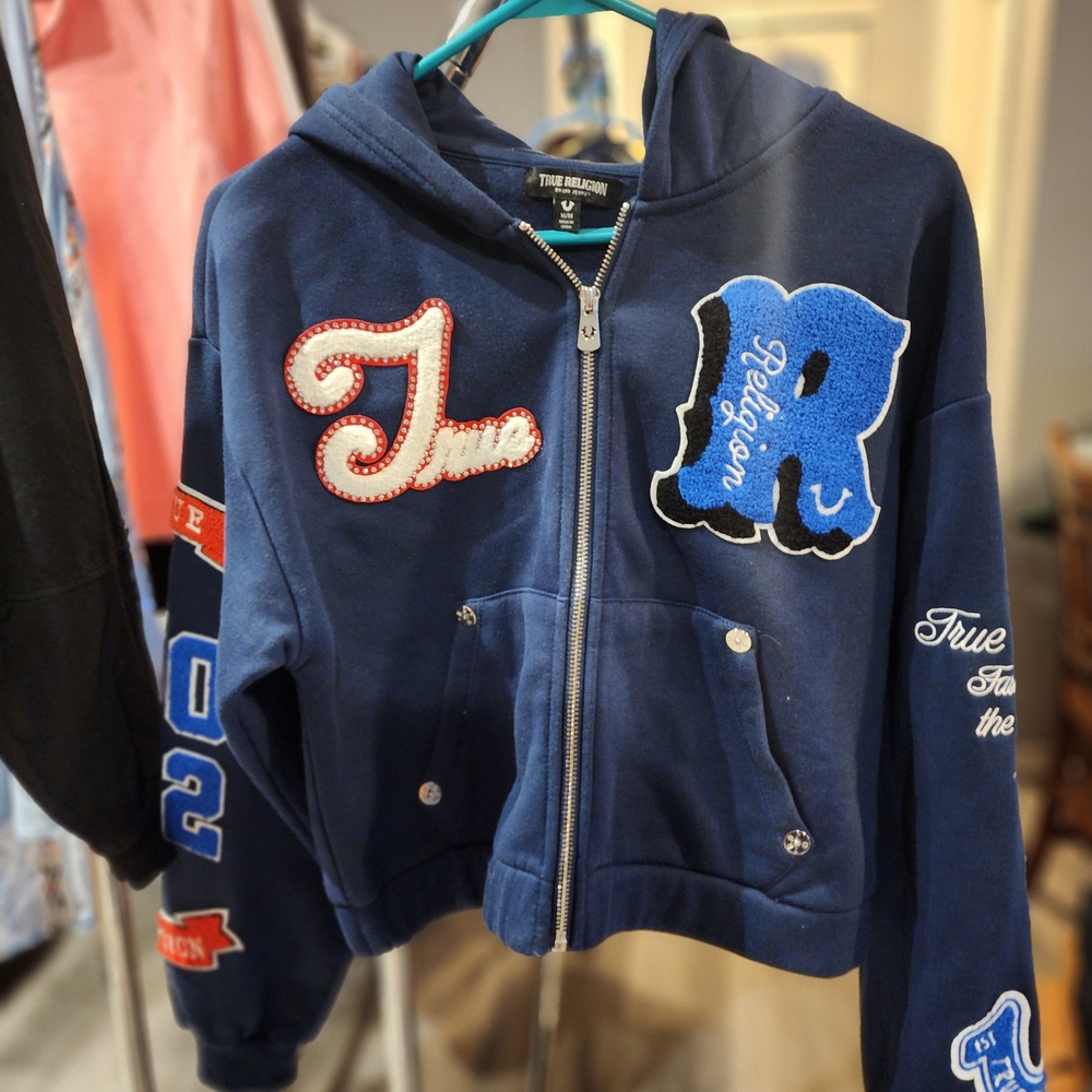 True Religion Navy Blue Zip-Up Hoodie